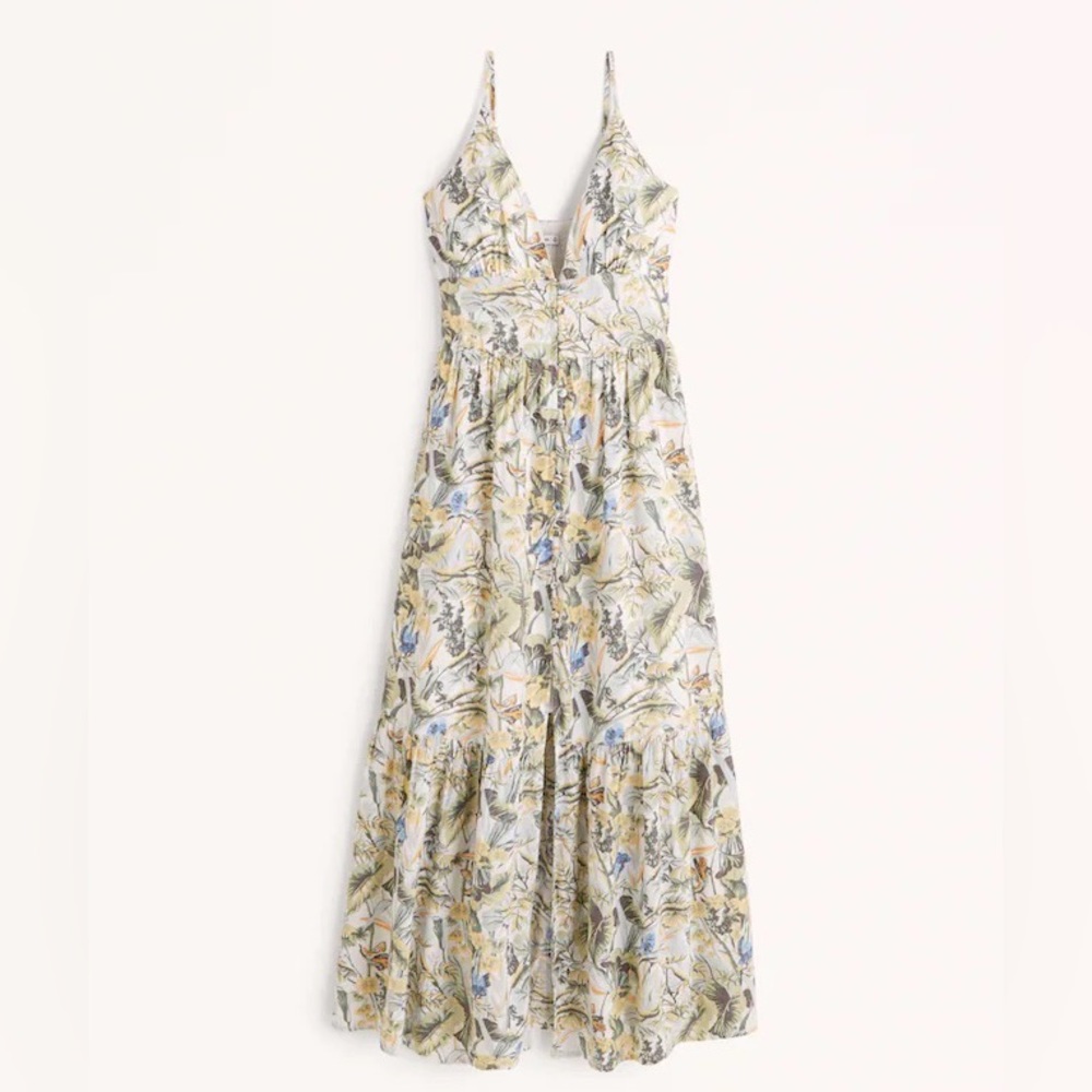 Abercrombie Button Through Maxi Linen Dress